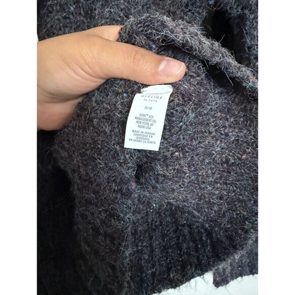 New Aerie Women's Offline Speckle Rib Knit Sweater Hoodie Size Medium Streetwear - Picture 5 of 7